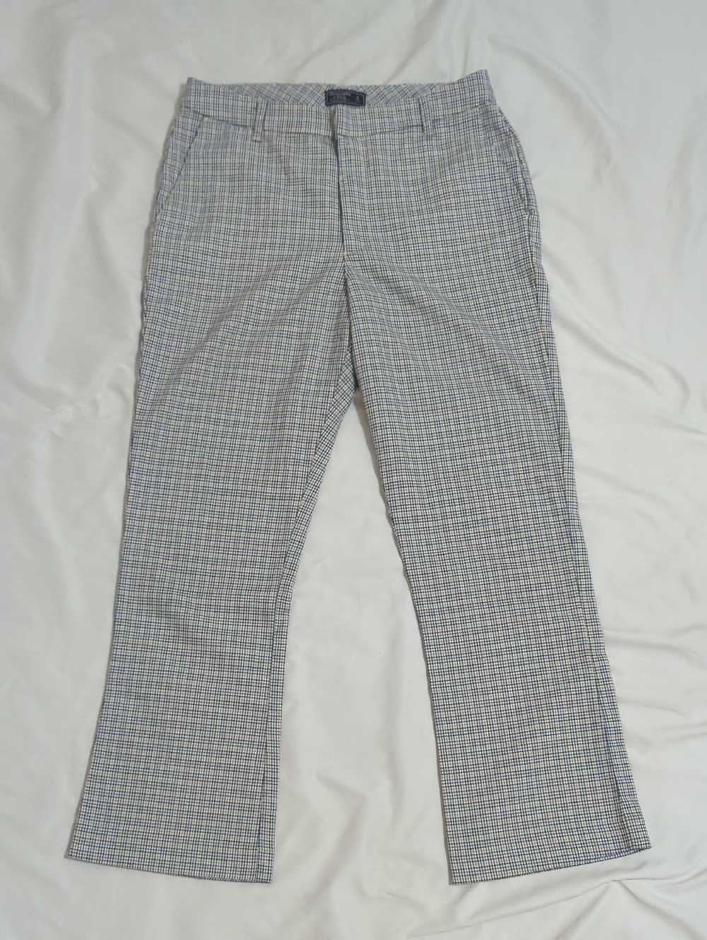Abercrombie & Fitch Plaid Wide Leg Trouser, Color White Plaid Size S